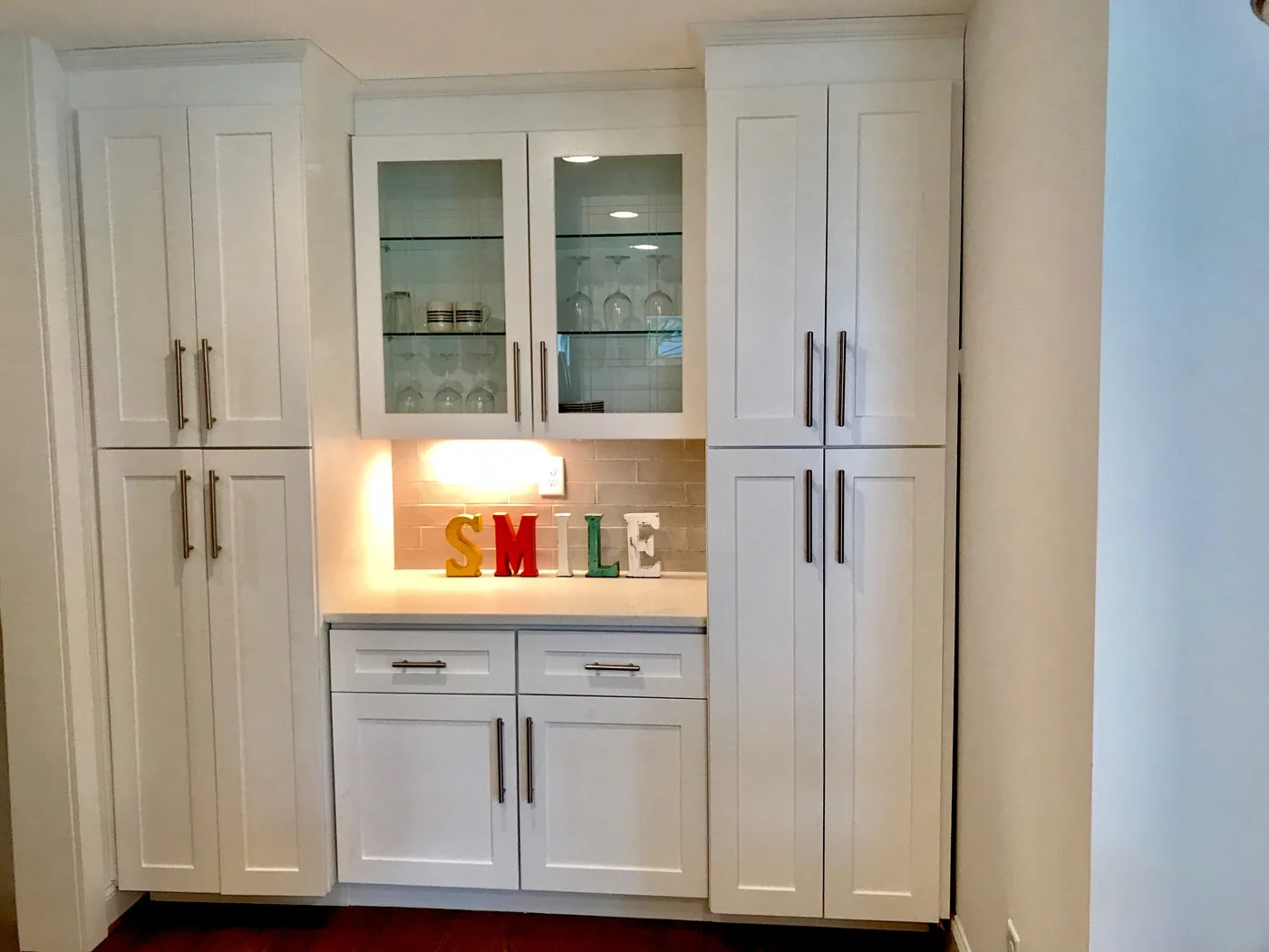 Built-in cabinetry and storage in completed kitchen renovation